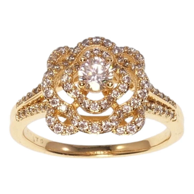 Каблучка Xuping Позолота 18K Чотириярусний Каст Інкрустація Дрібний Цирконій фото №1