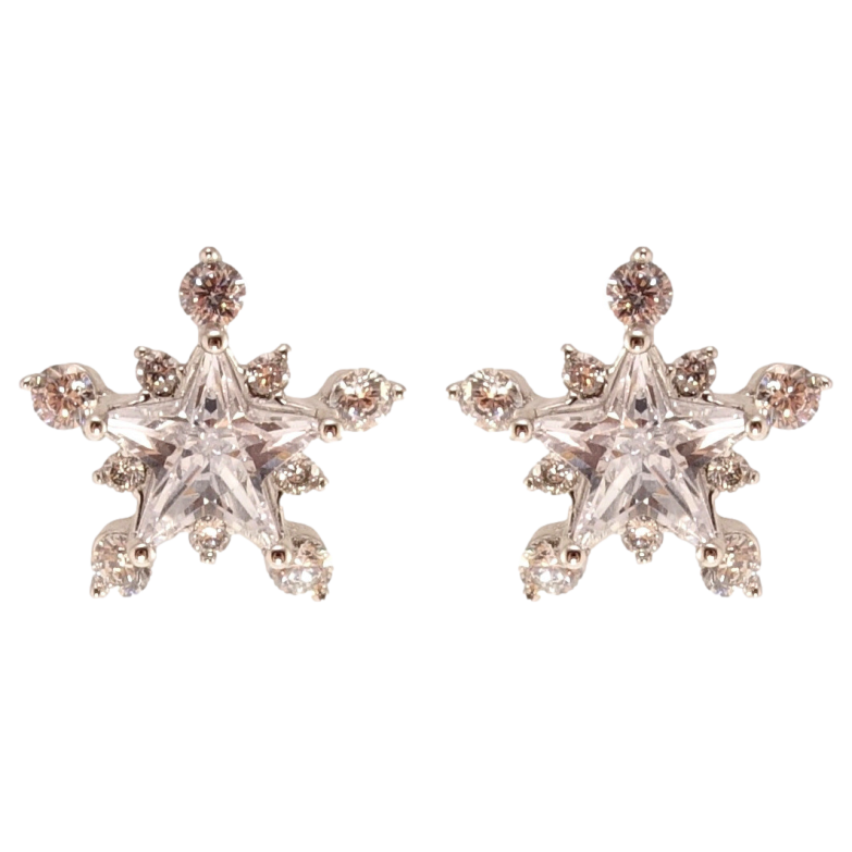 Сережки Xuping Родій пусети Кристальні сніжинки фото №1 Сережки Xuping Родій пусети Кристальні сніжинки фото №1