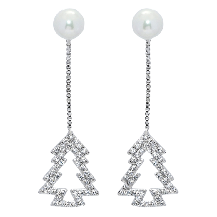 Сережки Xuping Родій пусети Перлини з підвісками ялинки фото №10