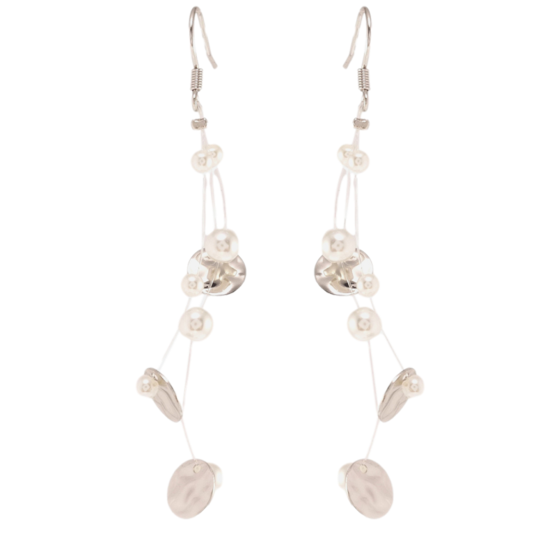 Серьги Xuping QQMM Родий французский замок Жемчужины и круги на леске фото №14