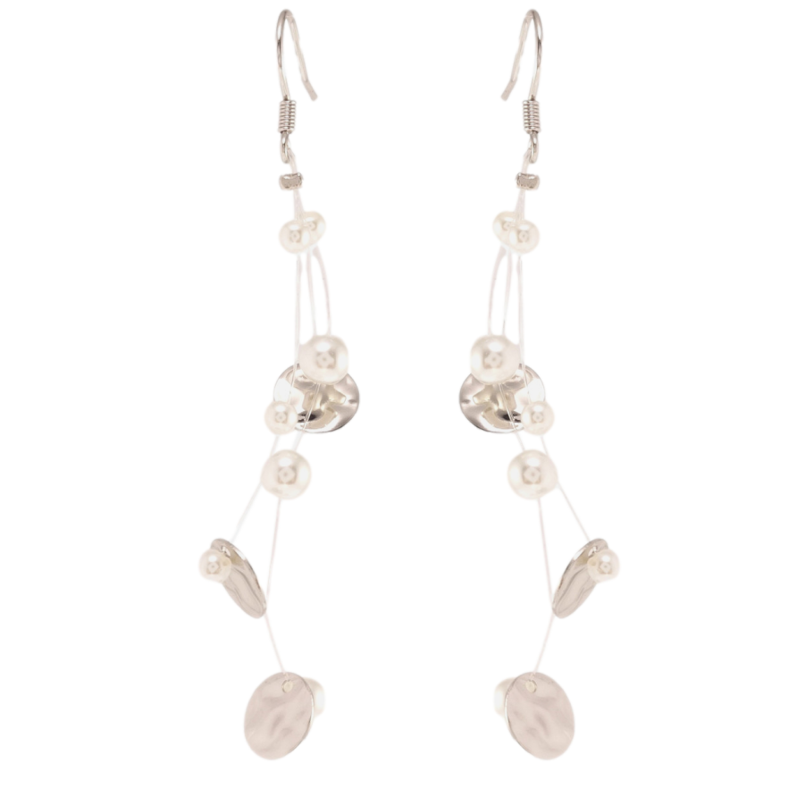 Сережки Xuping QQMM Родій французький замок Перлини та кола на волосіні фото №1