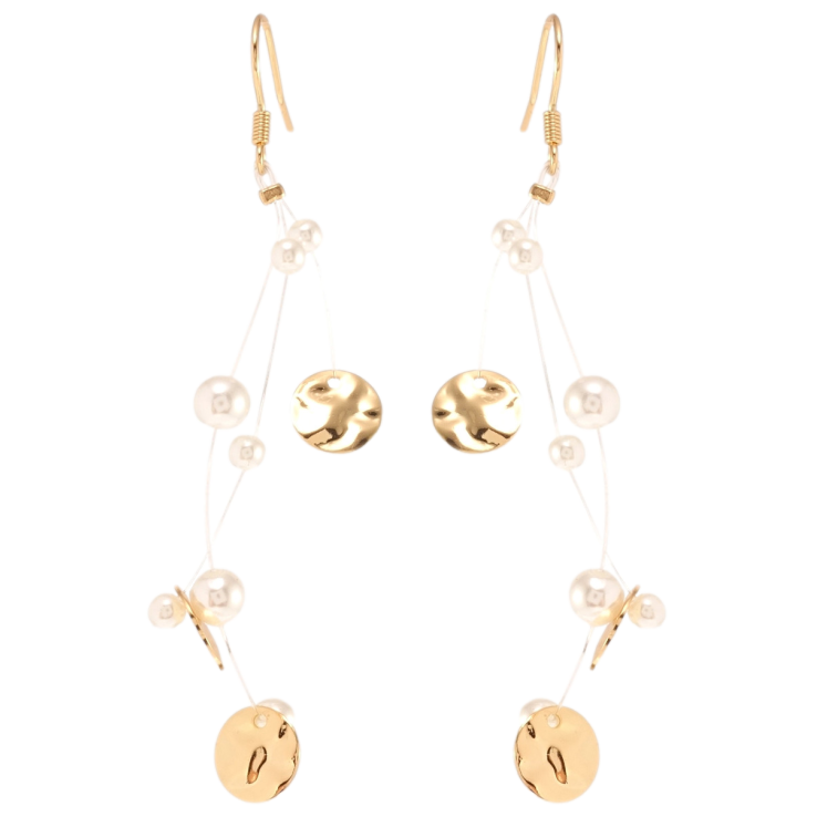 Сережки Xuping QQMM Позолота 18K французький замок Перлини з колами на волосіні фото №18