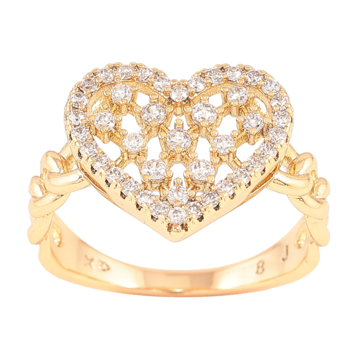 Кольцо Xuping Позолота 18K Сердце с инкрустацией цирконием фото №3
