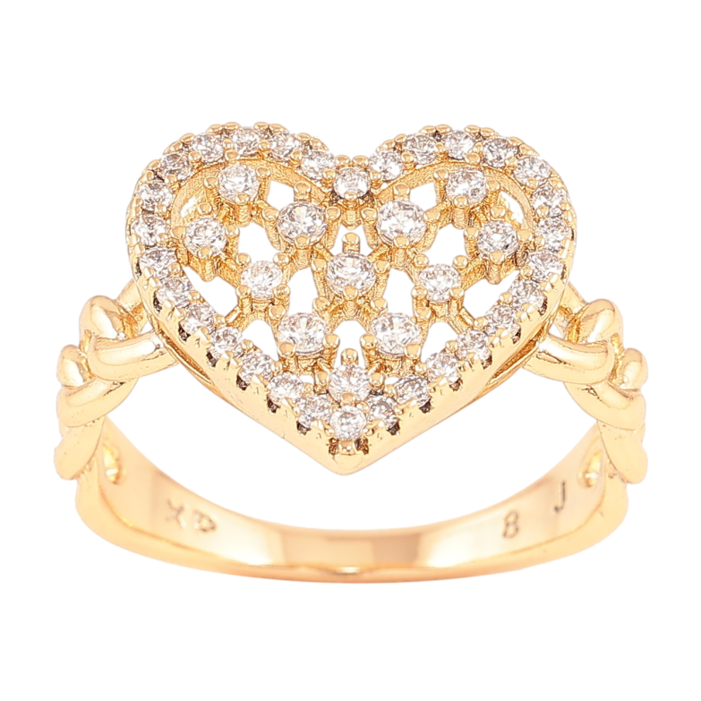 Каблучка Xuping Позолота 18K «Серце з інкрустацією цирконієм» фото №3