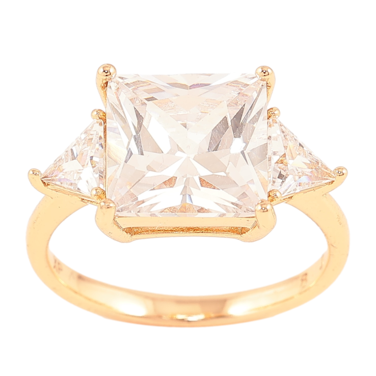 Кольцо Xuping Позолота 18K Три фианита фото №16