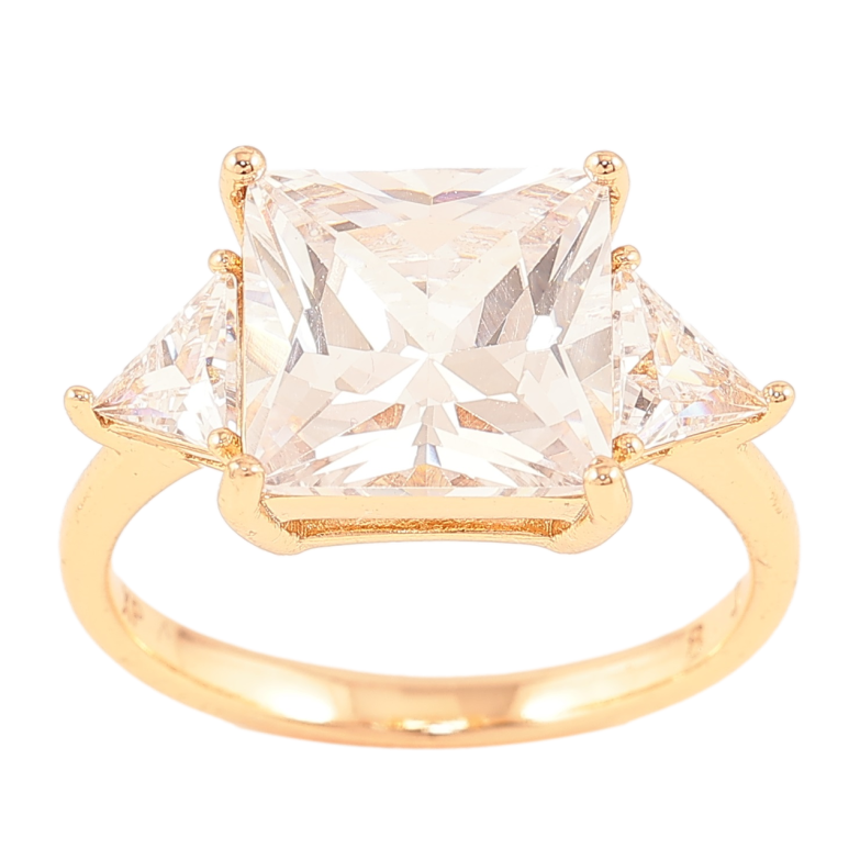 Каблучка Xuping Позолота 18K «Три фіаніти» фото №1