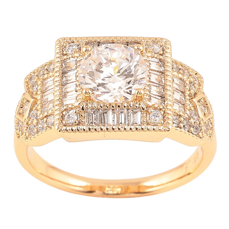 Кольцо Xuping Позолота 18K Инкрустация цирконием фото №5