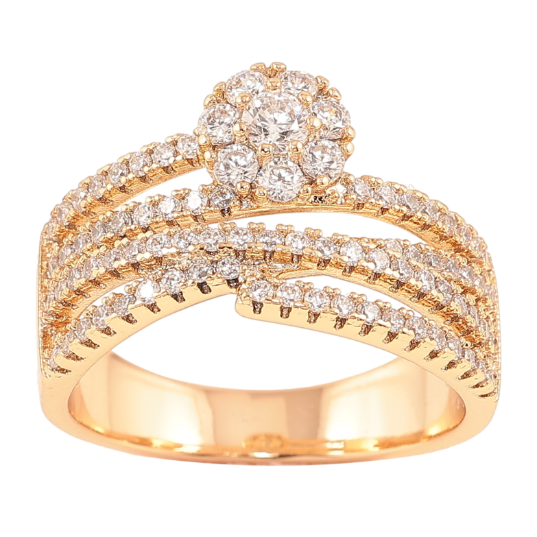 Каблучка Xuping Позолота 18K «Доріжки цирконію з квіточкою» фото №1