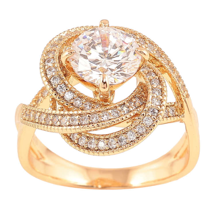 Кольцо Xuping Позолота 18K Декоративный цветок с цирконием фото №6