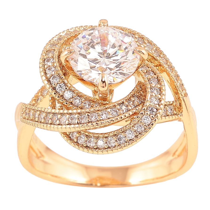 Кольцо Xuping Позолота 18K Декоративный цветок с цирконием фото №1