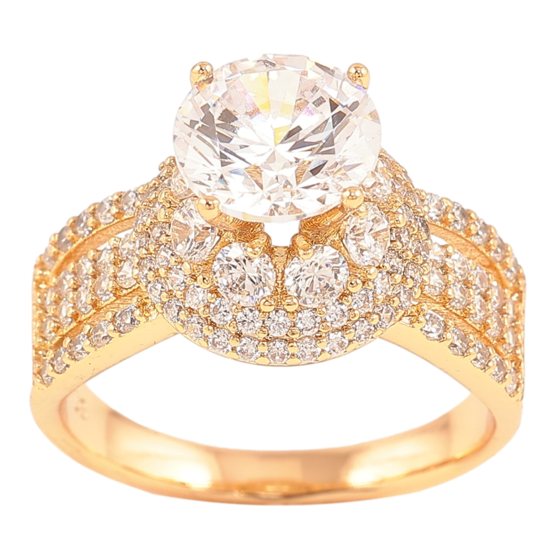 Кольцо Xuping Позолота 18K Фианит в высокой оправе с цирконием фото №1