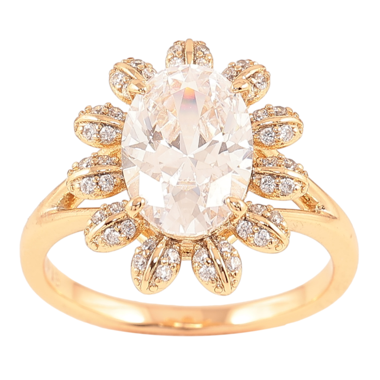 Каблучка Xuping Позолота 18K «Квітка з фіанітом» фото №1