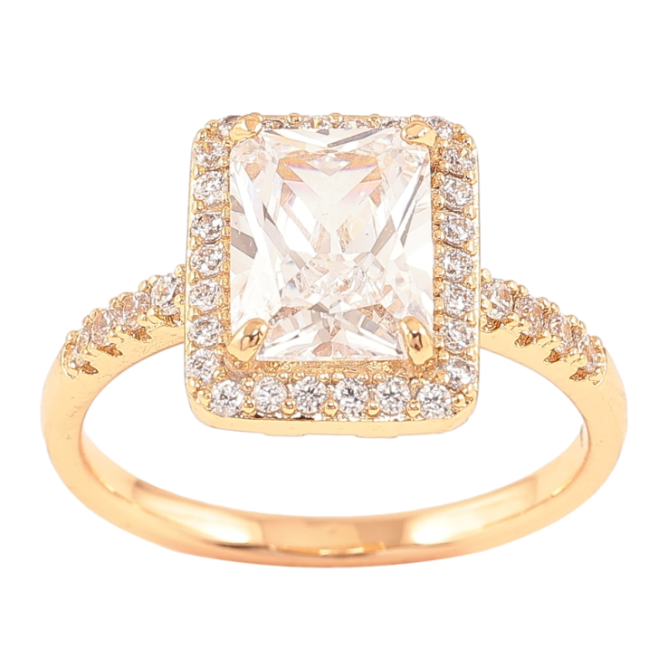 Кольцо Xuping Позолота 18K Фианит в обрамлении циркония фото №18