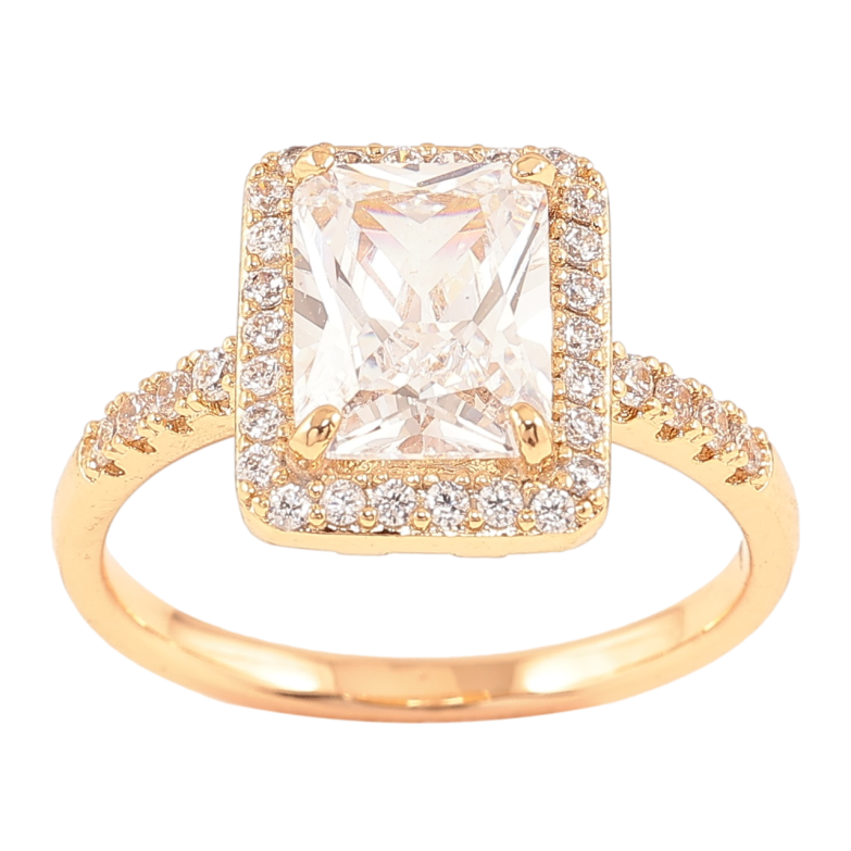 Кольцо Xuping Позолота 18K Фианит в обрамлении циркония фото №3