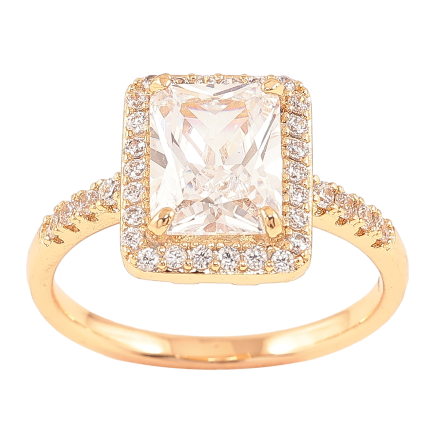 Кольцо Xuping Позолота 18K Фианит в обрамлении циркония фото №1