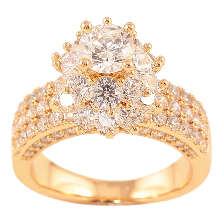 Кольцо Xuping Позолота 18K Инкрустация цирконием с высоким куполом из кристаллов фото №18