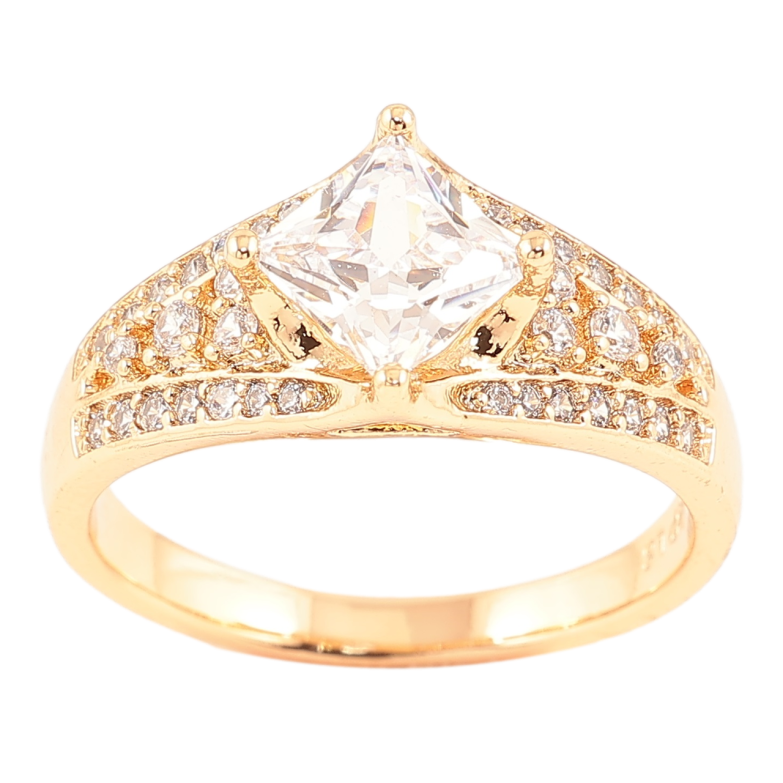 Каблучка Xuping Позолота 18K «Візерунок з цирконієм і фіанітом» фото №4