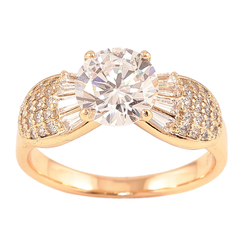 Кольцо Xuping Позолота 18K Фианит с лепестками циркония фото №2