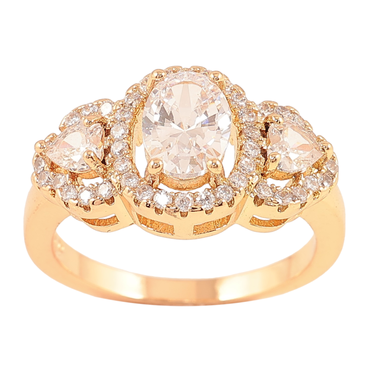 Кольцо Xuping Позолота 18K Фианиты в обрамлении циркония фото №24