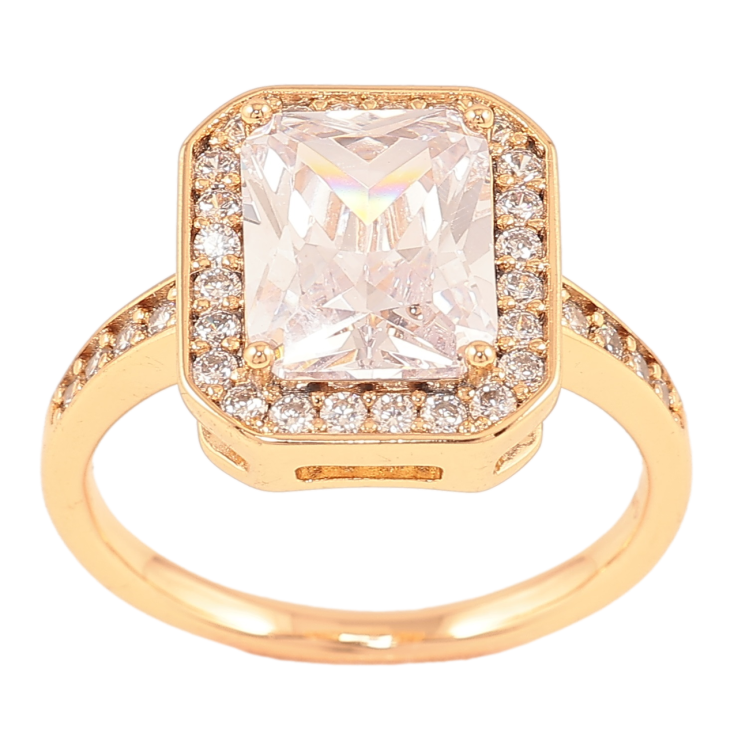 Кольцо Xuping Позолота 18K Фианит в обрамлении циркония фото №17