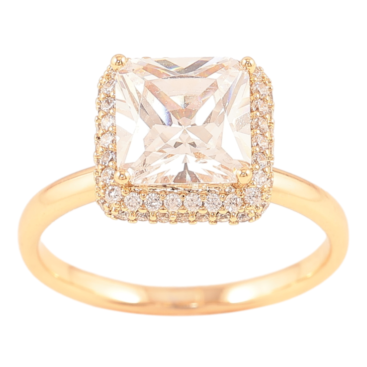 Кольцо Xuping Позолота 18K Фианит в оправе с цирконием фото №2