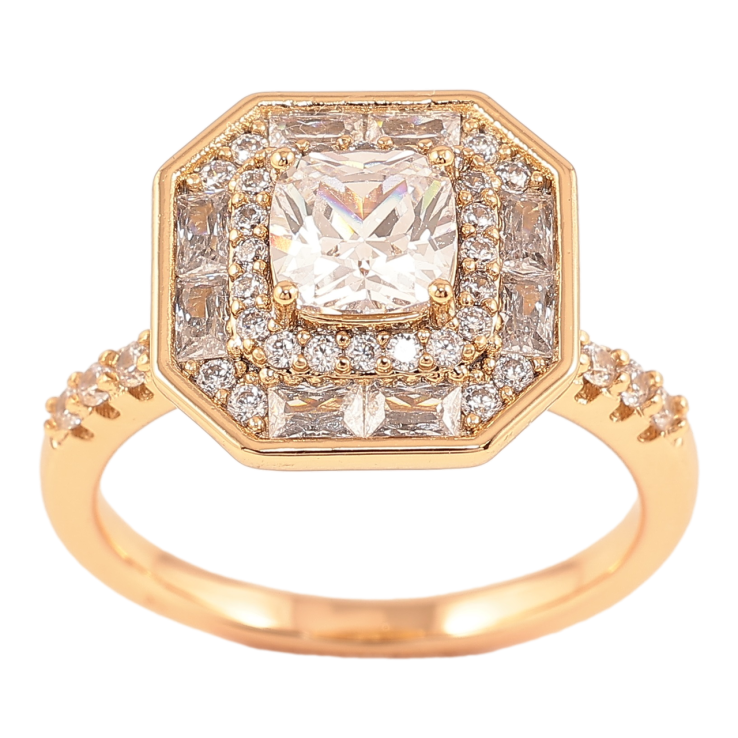 Кольцо Xuping Позолота 18K Фигурный купол с цирконием фото №17