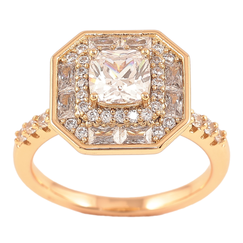 Кольцо Xuping Позолота 18K Фигурный купол с цирконием фото №8