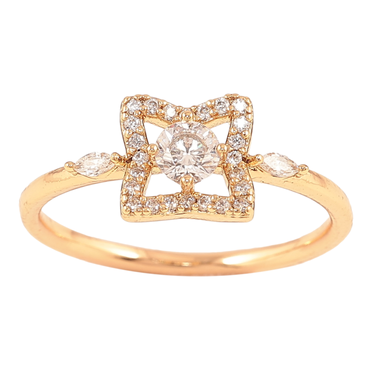 Кольцо Xuping Позолота 18K Узор с цирконием фото №13