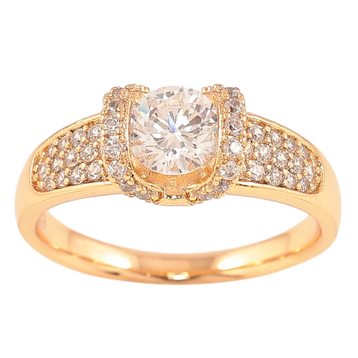 Кольцо Xuping Позолота 18K Фианит в оправе с цирконием фото №11