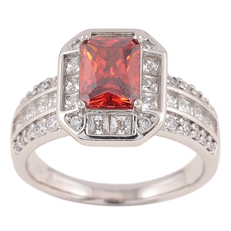 Каблучка Xuping Родій «Червоний фіаніт в обрамленні цирконію» фото №21