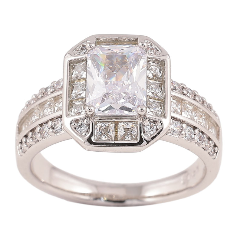 Кольцо Xuping Родий Фианит в обрамлении циркония фото №1 Кольцо Xuping Родий Фианит в обрамлении циркония фото №1