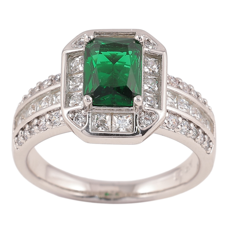 Каблучка Xuping Родій «Зелений фіаніт в обрамленні цирконію» фото №24