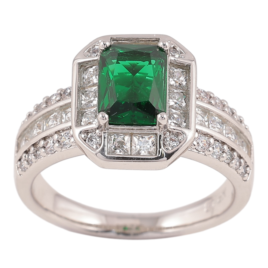 Каблучка Xuping Родій «Зелений фіаніт в обрамленні цирконію» фото №1