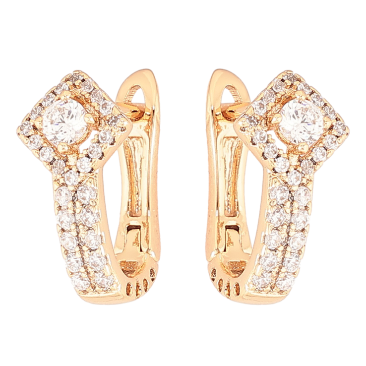 Серьги Xuping Позолота 18K английский замок Ромбовый узор с инкрустацией цирконием фото №23