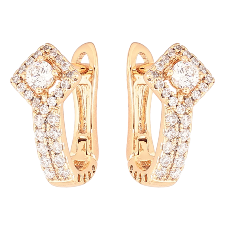 Серьги Xuping Позолота 18K английский замок Ромбовый узор с инкрустацией цирконием фото №3