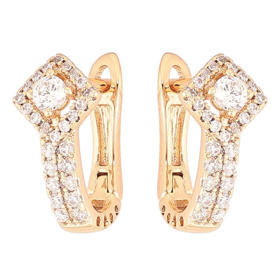 Серьги Xuping Позолота 18K английский замок Ромбовый узор с инкрустацией цирконием фото №1