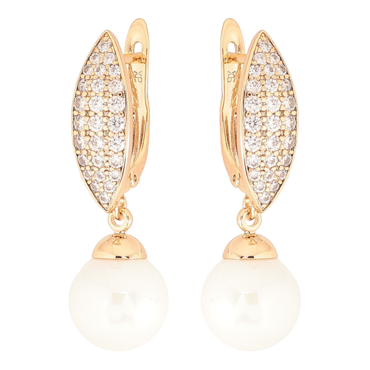 Серьги Xuping Позолота 18K английский замок Жемчужные подвески с инкрустацией цирконием цирконием фото №24