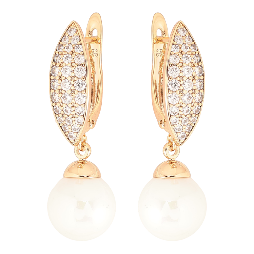 Серьги Xuping Позолота 18K английский замок Жемчужные подвески с инкрустацией цирконием цирконием фото №1