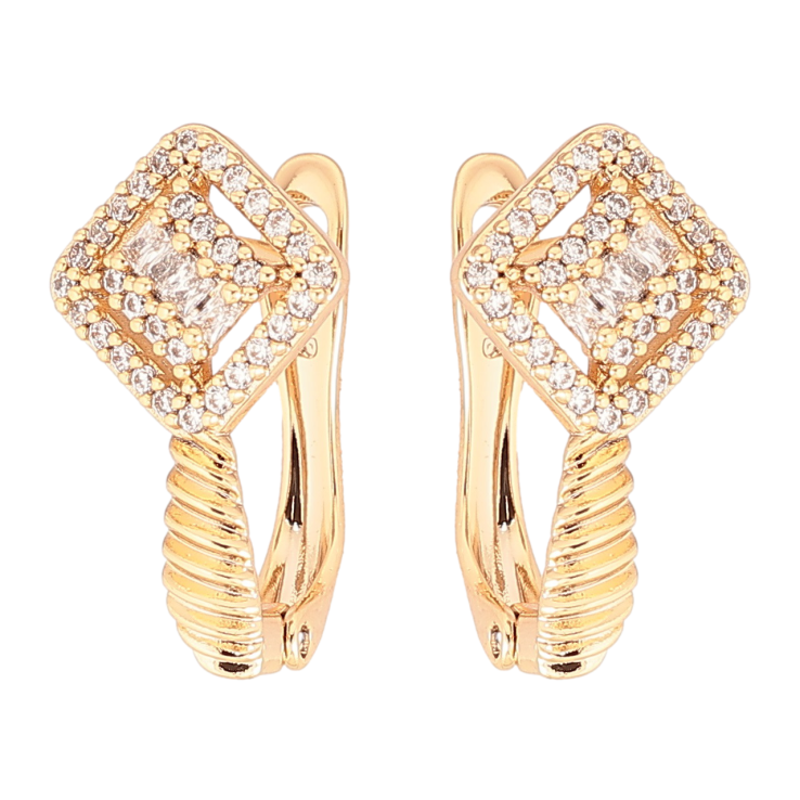 Серьги Xuping Позолота 18K английский замок Ромбовый узор с цирконием фото №18