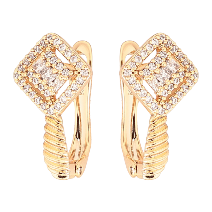 Серьги Xuping Позолота 18K английский замок Ромбовый узор с цирконием фото №1