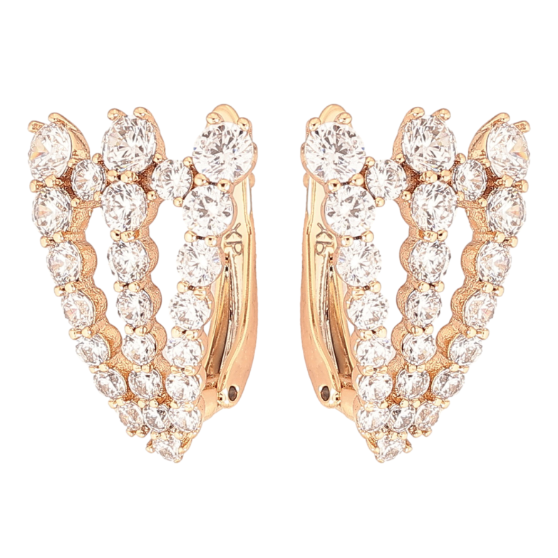 Серьги Xuping Позолота 18K английский замок Узор из дорожек циркония фото №2