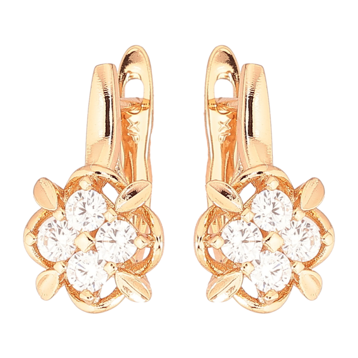 Серьги Xuping Позолота 18K английский замок Цветочный узор с цирконием фото №14