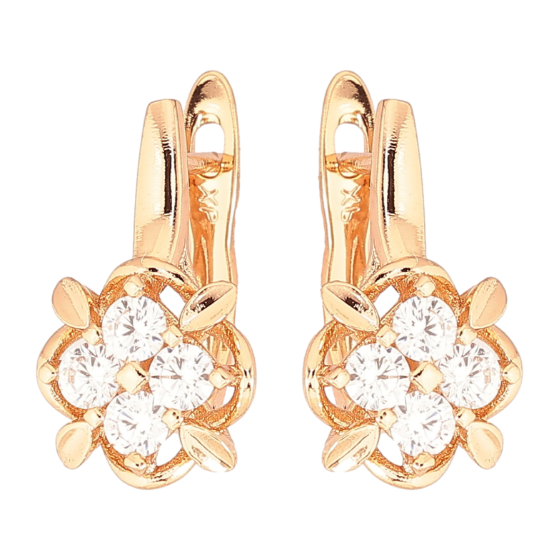 Серьги Xuping Позолота 18K английский замок Цветочный узор с цирконием фото №1