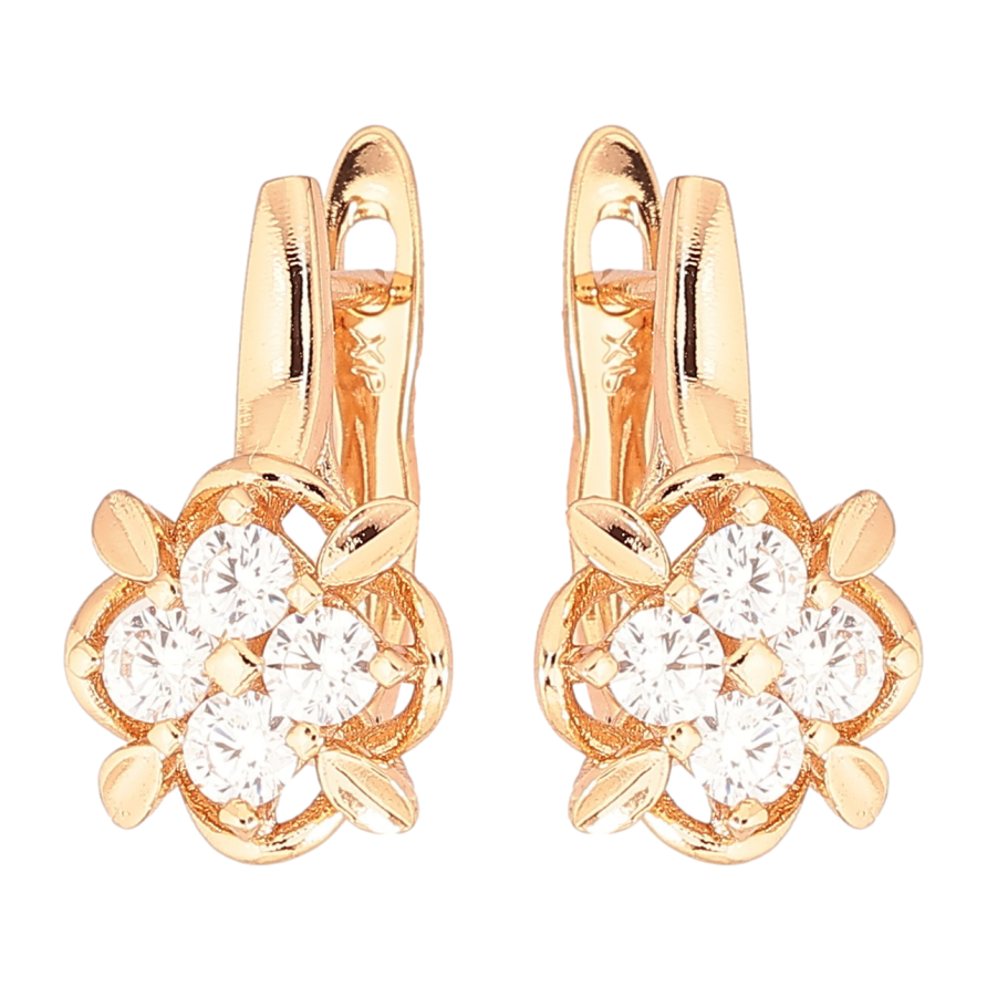 Серьги Xuping Позолота 18K английский замок Цветочный узор с цирконием фото №1