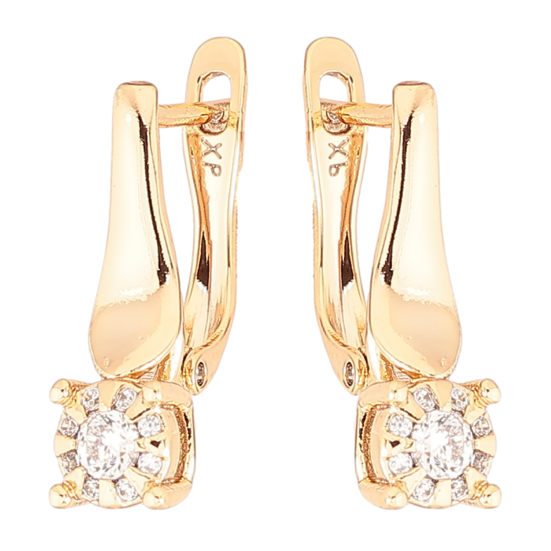 Сережки Xuping Позолота 18K англійський замок «Візерунок з цирконієм» фото №1