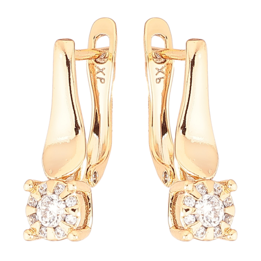 Серьги Xuping Позолота 18K английский замок Узор с цирконием фото №1