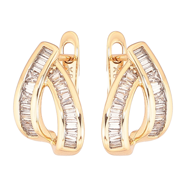 Сережки Xuping Позолота 18K англійський замок «Візерунок з доріжок цирконію» фото №2