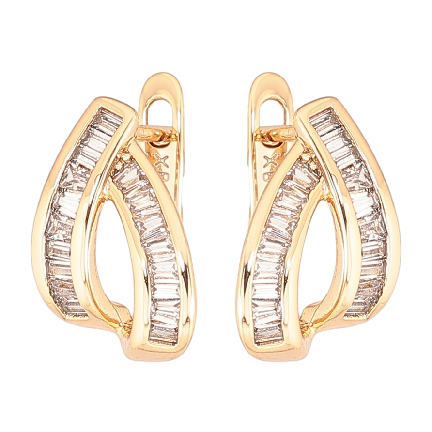 Серьги Xuping Позолота 18K английский замок Узор из дорожек циркония фото №1