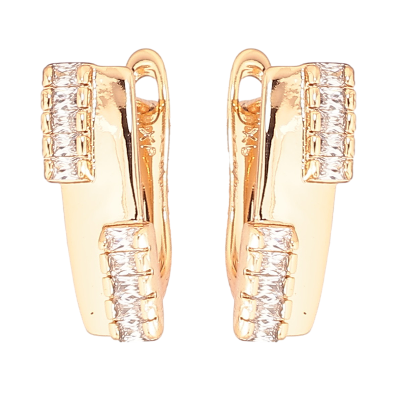 Сережки Xuping Позолота 18K англійський замок «Візерунок з доріжок цирконію» фото №1