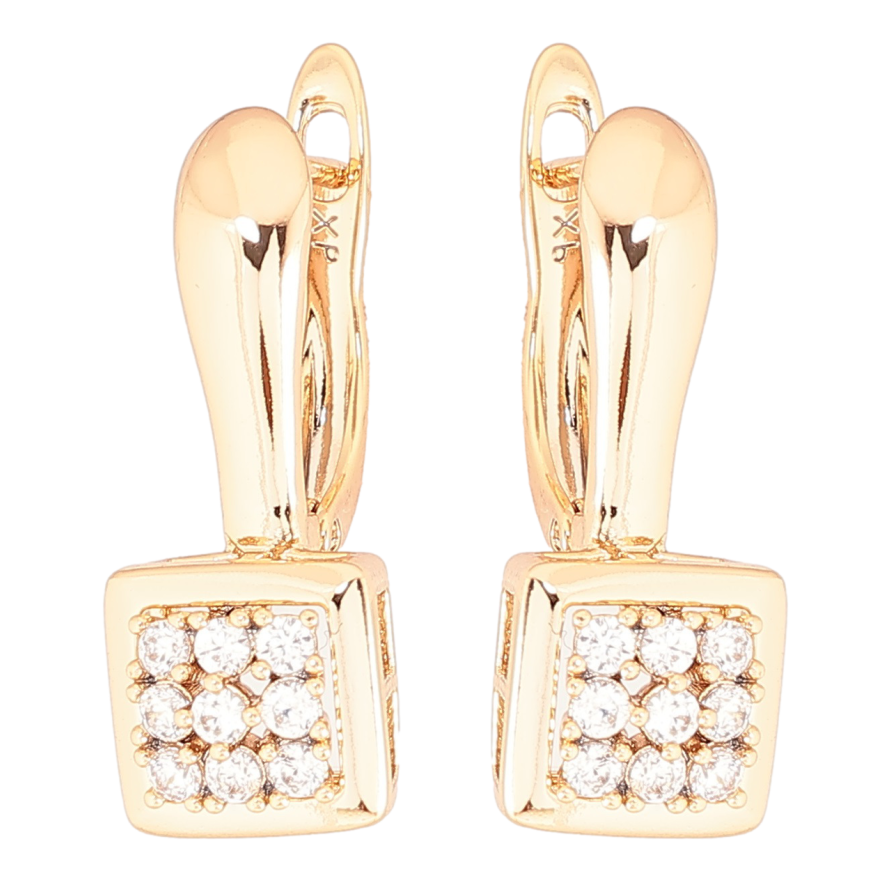 Серьги Xuping Позолота 18K английский замок Узор с инкрустацией цирконием фото №1